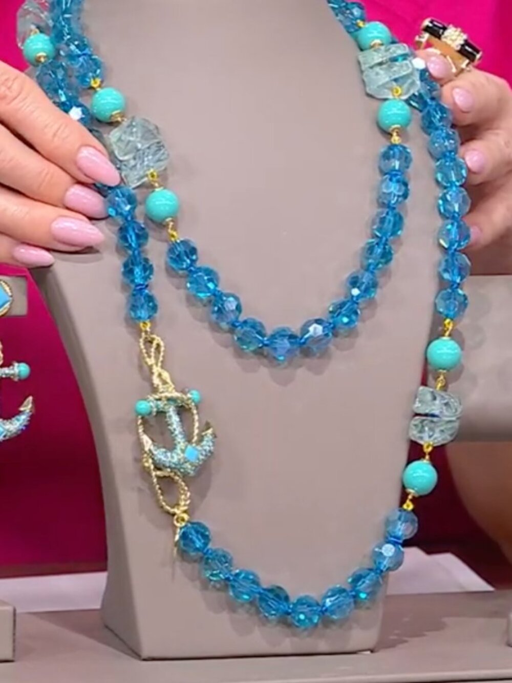 Heidi Daus "Ship Bottom" 48" Anchor Clasp Beaded Necklace-NWT